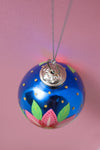 Pink Flower Hand Painted Bauble