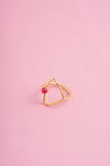 Disha Ruby Stone Gold Triangle Ring