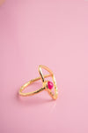 Disha Ruby Stone Gold Triangle Ring