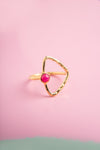 Disha Ruby Stone Gold Triangle Ring