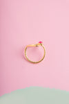 Disha Ruby Stone Gold Triangle Ring