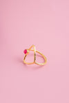 Disha Ruby Stone Gold Triangle Ring