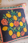 Sicilian Lemon Navy 100% Recycled Cotton Linen Blend Cushion Cover