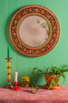 Chocolate Round Hand Painted Floral Mirror